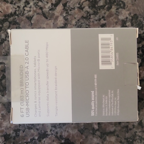 Ativa 6 ft braided USB micro to USB-A 2.0 cable new in box - Picture 3 of 4